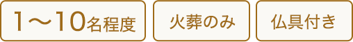 1~10名程度、火葬のみ、仏具付き