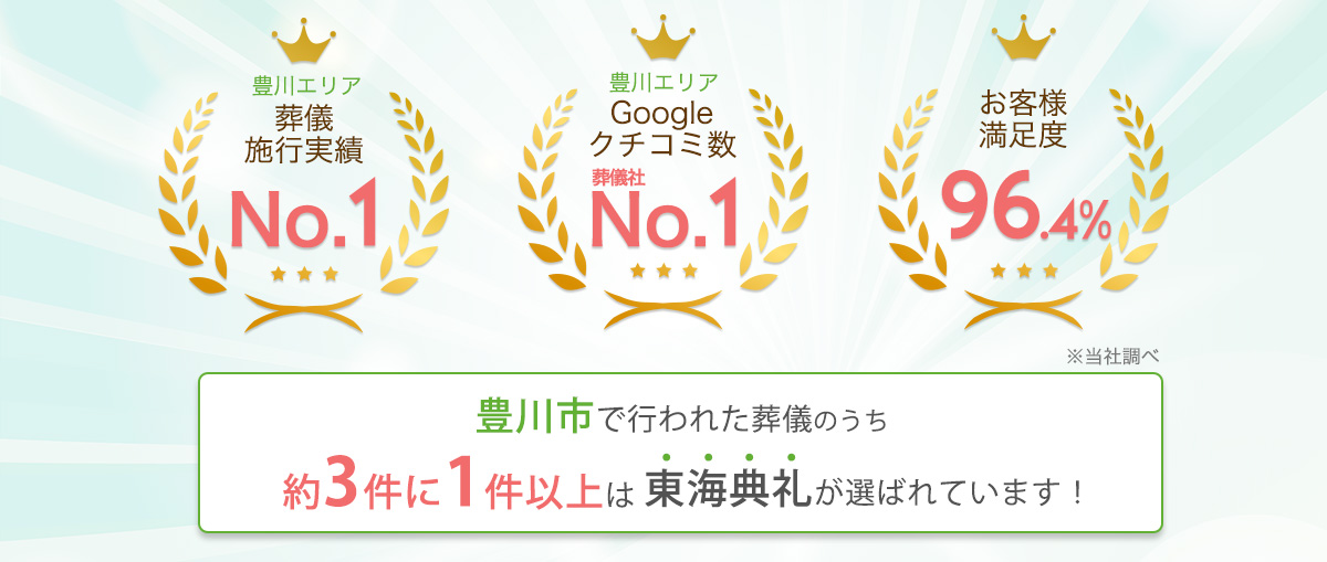 豊川市で行われた葬儀のうち約3件に1件以上は東海典礼が選ばれています!